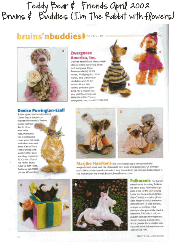 Handmade Teddy Bears by award winning custom made Mohair Teddy Bear artist, Denise Purrington  Teddy Bear and Friends article